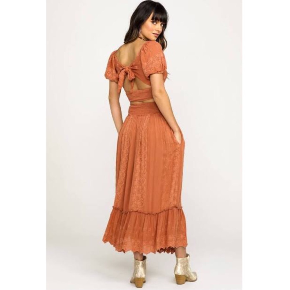 Free People Ella Set Eyelet Crop Top & Maxi Skirt